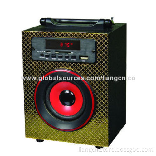 New design portable wooden Bluetooth FM radio speaker, playing USB drive/SD card